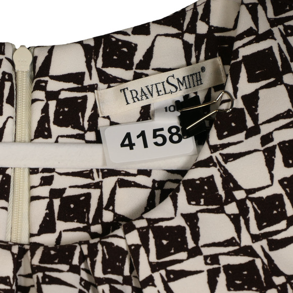 TravelSmith Brown Midi Dress Womens Size 10 Lightweight Sheath Brown and White - Picture 9 of 9